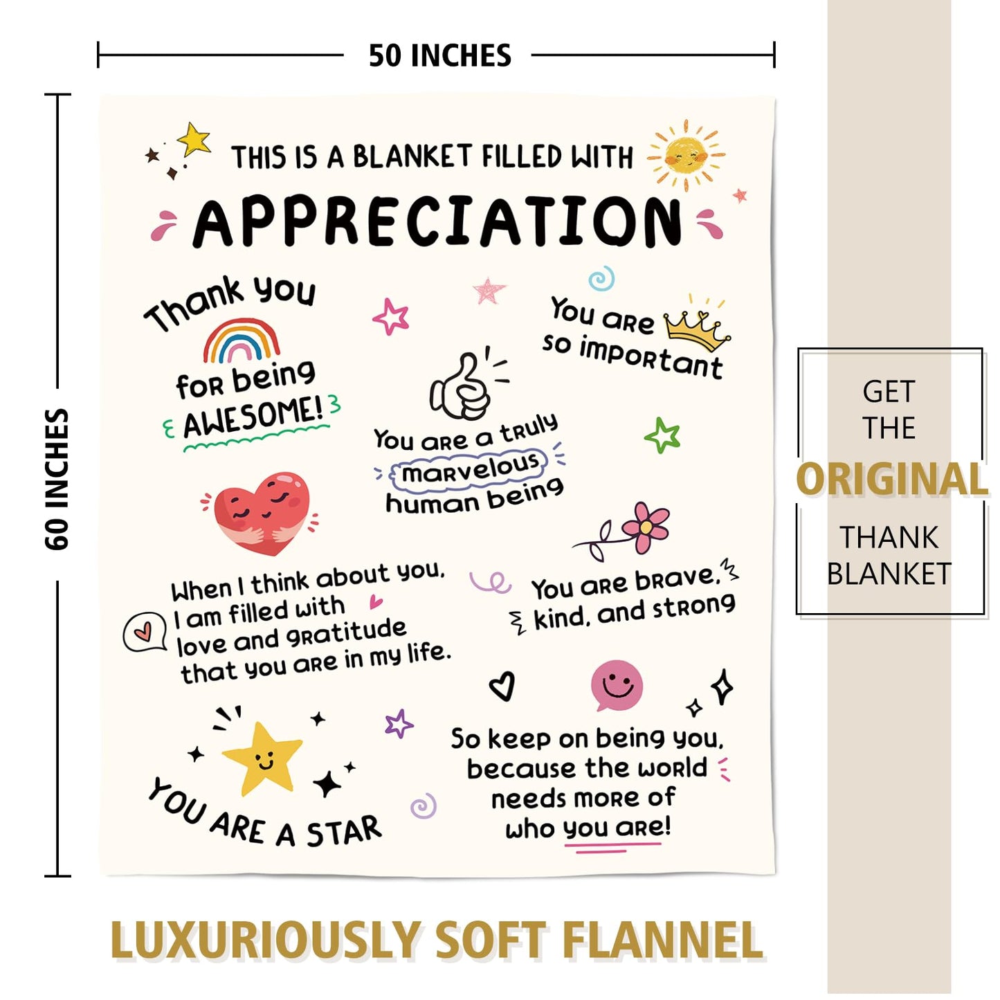 Craftique Thank You Gifts for Women, Men, Friend, Appreciation Blanket, Appreciation Gifts for Employee Coworker Teacher Counselor Paraprofessional Volunteer, Inspirational Quote Gift