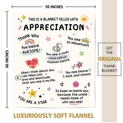 Craftique Thank You Gifts for Women, Men, Friend, Appreciation Blanket, Appreciation Gifts for Employee Coworker Teacher Counselor Paraprofessional Volunteer, Inspirational Quote Gift