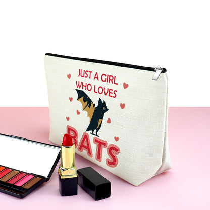 Mxrymvu Funny Bat Gifts Bat Themed Gifts for Women Makeup Bag Cosmetic Bag Halloween Christmas Birthdays Present for Animal Lover Friend Travel Pouch
