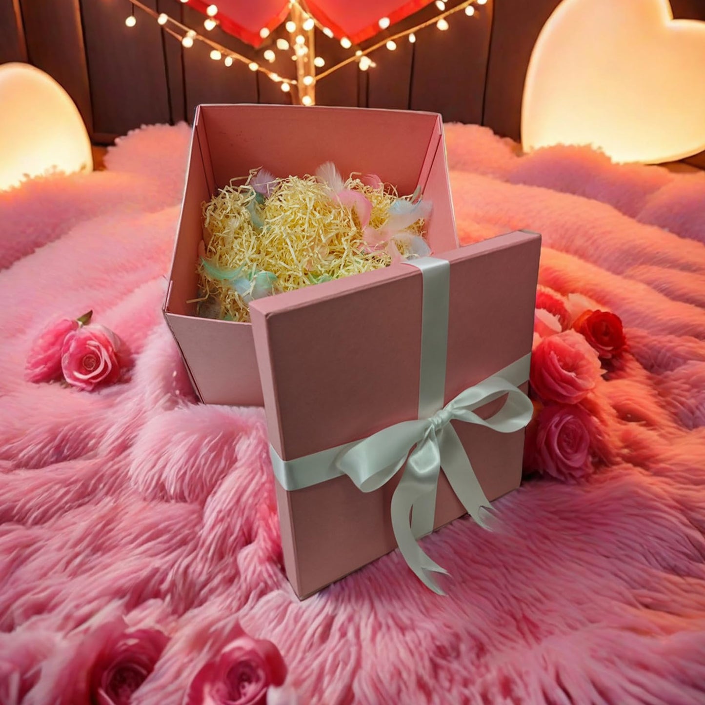 YINUOYOUJIA Large Gift Box 12x12x10 Inches,Pink Gift Boxes for Presents,Birthday Box,for Packaging,Valentine's Day,Mother's Day,Christmas,Anniversaries,Family or Business.
