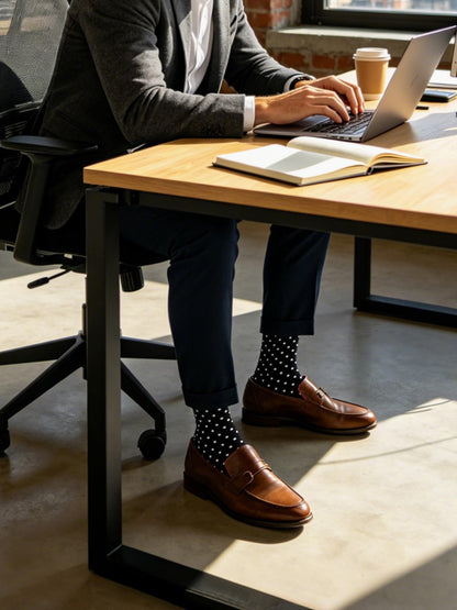 Socks For Men Groomsmen Gifts For Men Dot Christmas Dress Socks Wedding 9-13 100% cotton Casual Crew Socks