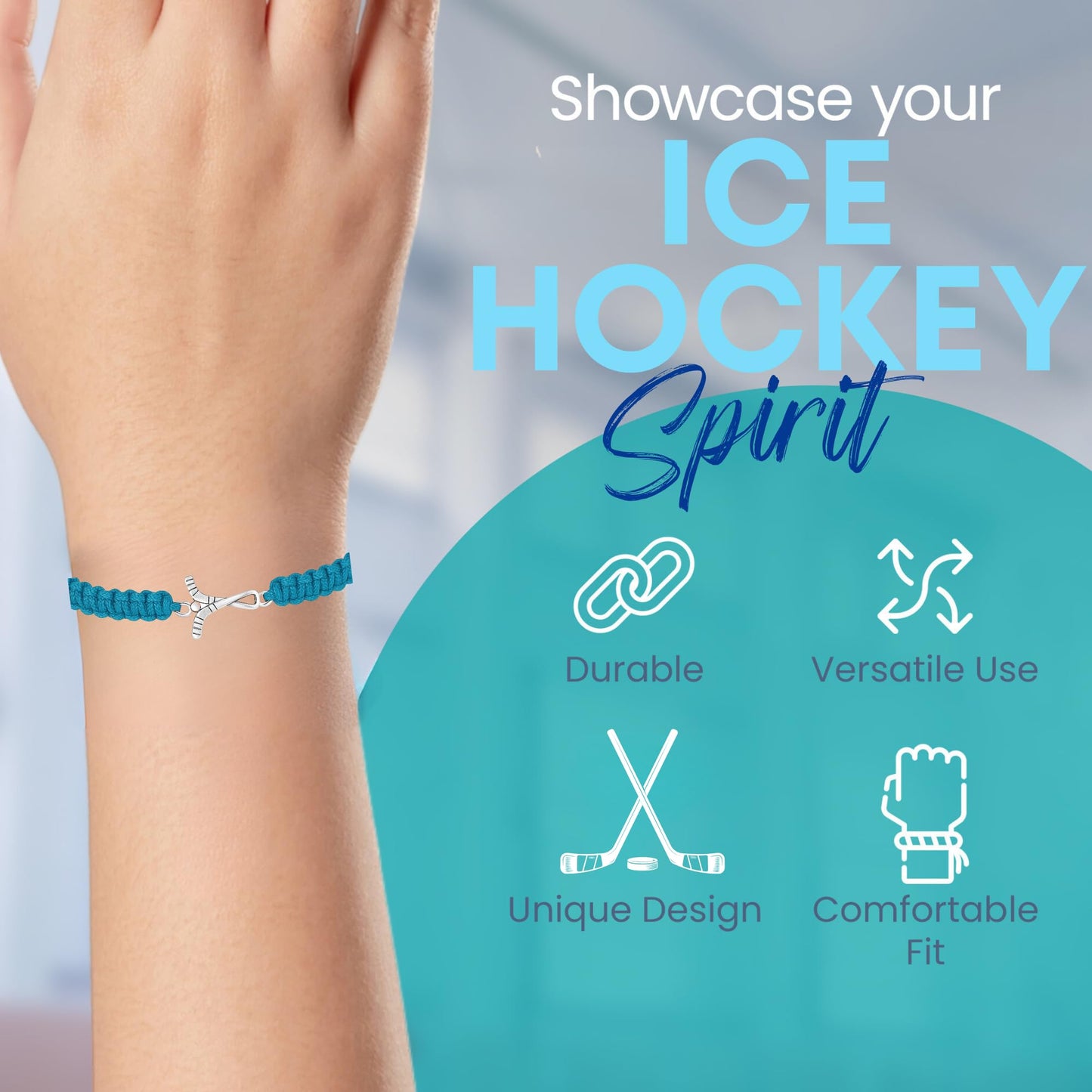 Sportybella Ice Hockey Bracelet, Hockey Jewelry Gifts, Gift for Hockey Players, Teams & Coaches