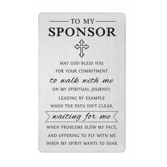 Laluminter Confirmation Sponsor Gifts - May God Bless You Sponsor Engraved Wallet Card for Women Men - Thank You Card to My Sponsor