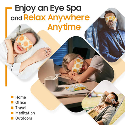 BeHoomi 20 Packs Steam Eye Mask, Heated Eye Mask Warm Compress for Eyes, Disposable Self Heating Steam Mask for Home, Sleep, Spa, Travel Essentials & Relaxation Gifts for Women (Orange)