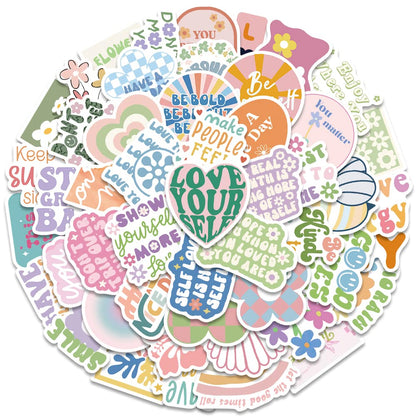 Cute Pink Inspirational Aesthetic Stickers for Women, 50PCS Motivational Vinyl Waterproof Stickers for Water Bottles Laptop Scrapbook, Encouragement Decals