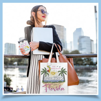 Paterr 4 Pcs Florida Souvenirs Gifts 12oz Tumbler Canvas Bag Cosmetic Bag Keychain Florida Travel Gifts Souvenirs for Traveler Women Graduation Christmas