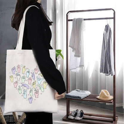 TGBJE ASL Tote Bag - American Sign Language Shopping Bag - Deaf Awareness Gift