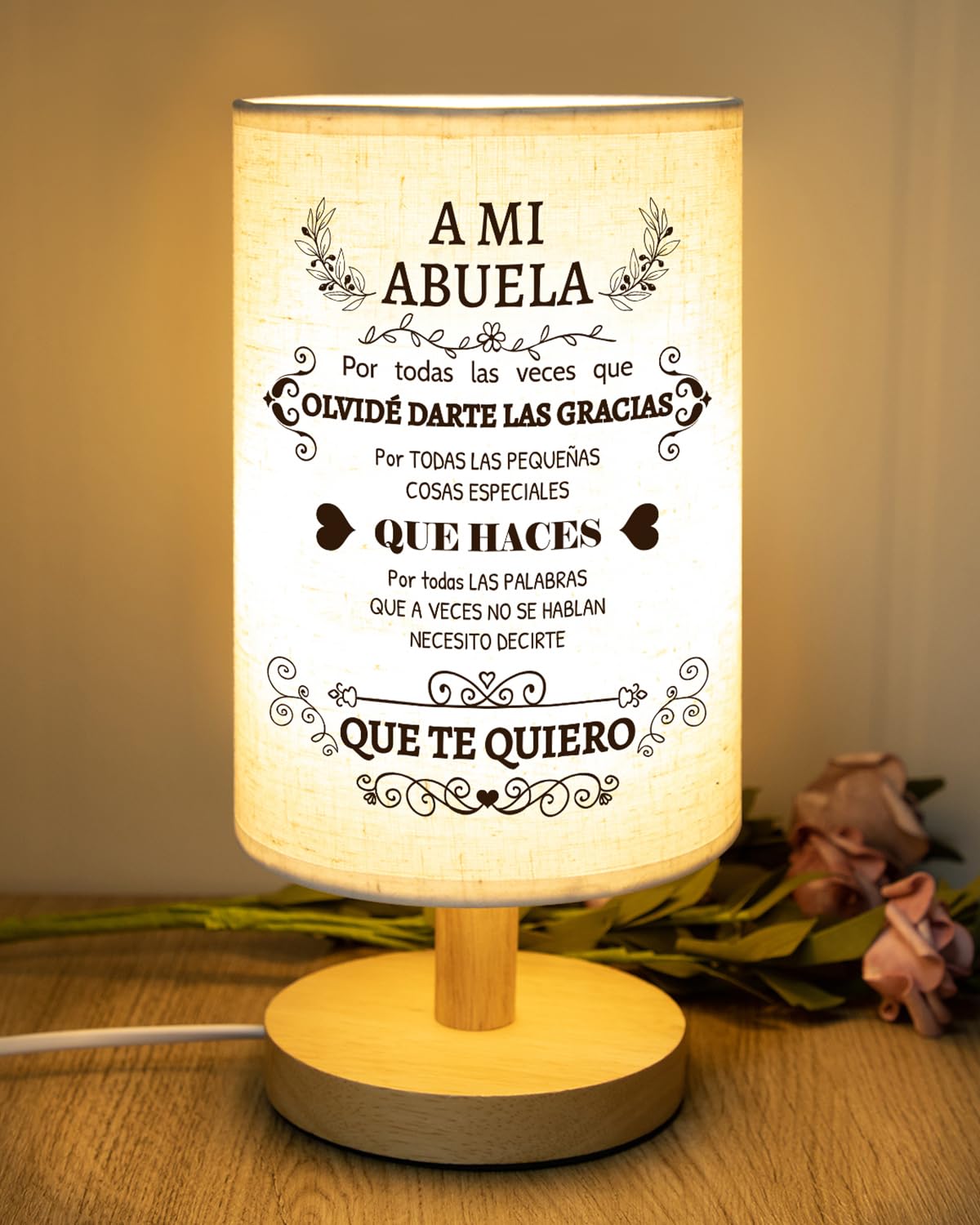 SOUHONEY Abuela Gifts Grandma Birthday in Spanish, Birthday Christmas Grandmother Gifts in Spanish for Grandma Lamp Mothers Day Fabric Desk Lamp Home Decor