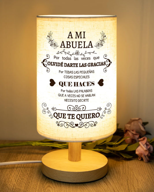 SOUHONEY Abuela Gifts Grandma Birthday in Spanish, Birthday Christmas Grandmother Gifts in Spanish for Grandma Lamp Mothers Day Fabric Desk Lamp Home Decor