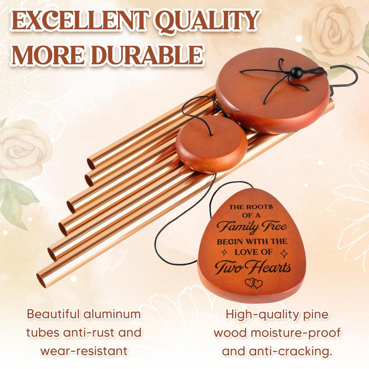50th Anniverasry Wedding Gifts Wind Chimes, Anniversary Golden Gift for Couple, Wife, Husband, Romantic 50 Years Presents for Parents, Friends, Grandparents, Windchimes Decorations