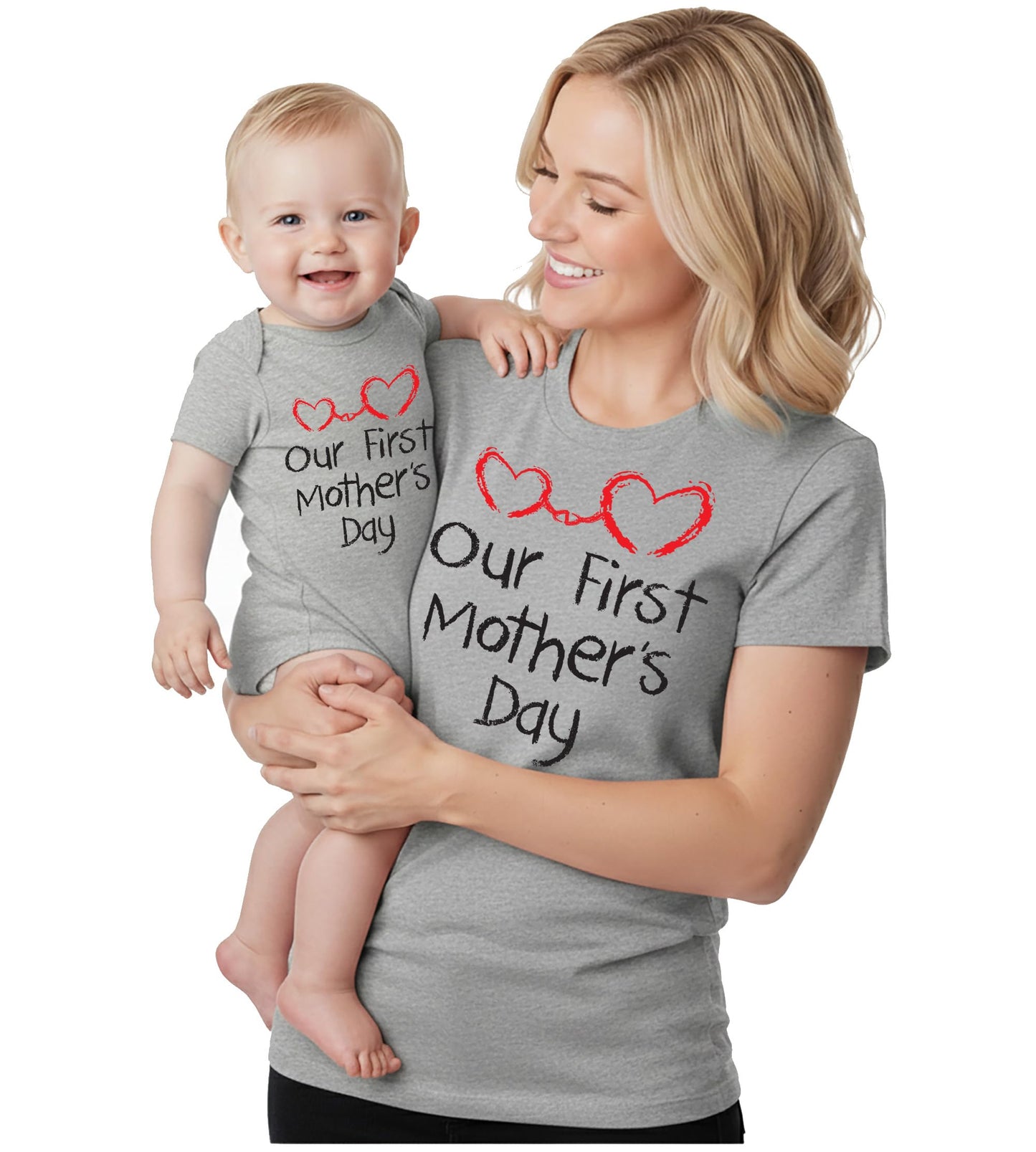 Tstars Our First Mother's Day Mom and Baby Matching Shirts - Mommy and Me Outfit Gift for New Moms and Infant