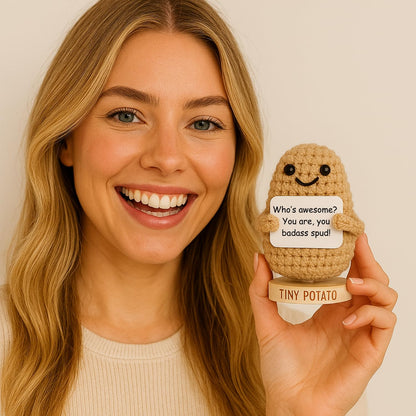 Empowering Gift for Strong Women - Funny Positive Crochet Potato W/ 30 Badass Affirmation Cards | Friendship Present for Mothers Day, Gag Birthday Gifts for Friends, Teens, Coworker, Sister, Mom, BFF