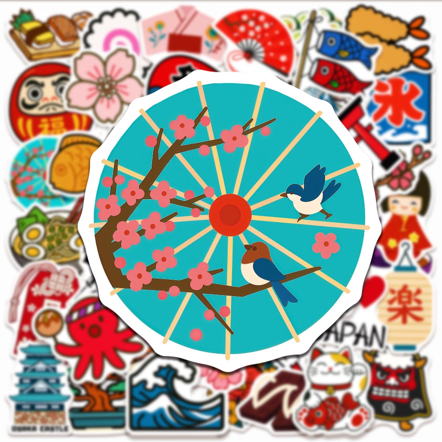 Japan Travel Stickers 50 Pcs Vinyl Waterproof Decal for Laptop Water Bottle Phone Car Window Bike Motorcycle Stakeboard Scrapbook Japanese Traditional Culture Sticker Gifts (Travel)