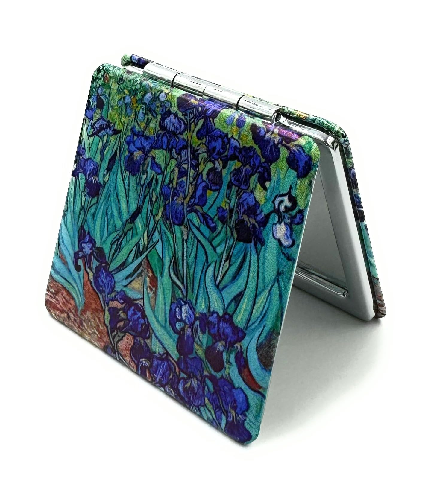 Compact Mirror Square Irises Van Gogh Pocket Mirror for Women Small Travel Mirror Magnifying Floral Purse Mirror Compact Unique Gift for Women