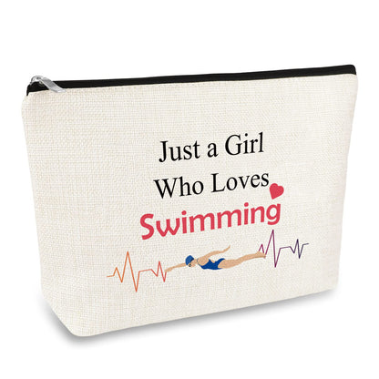 Girl Swimmer Gifts Makeup Bag Swim Lover Gift Swimming Team Gift Cosmetic Bags Birthday Christmas Graduation Gifts for Girl Women Swimmer Swim Lover Daughter Friends Travel Toiletry Pouch