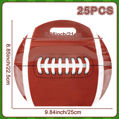 Hxezoc 25 PCS Football Goodie Bags with Handle Sealed Stand-Up Treat Candy Bags Sport Snack Bags for Boys Kids Football Theme Birthday Party Decoration Supplies