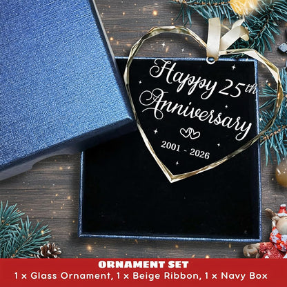 BSQUIELE 25th Anniversary Ornament - Gift for 25th Anniversary - Silver Anniversary - 25th Wedding Ornament - 25 Year of Marriage Gifts for Couple 2026 - Valentine, Birthday Gift for Husband, Wife