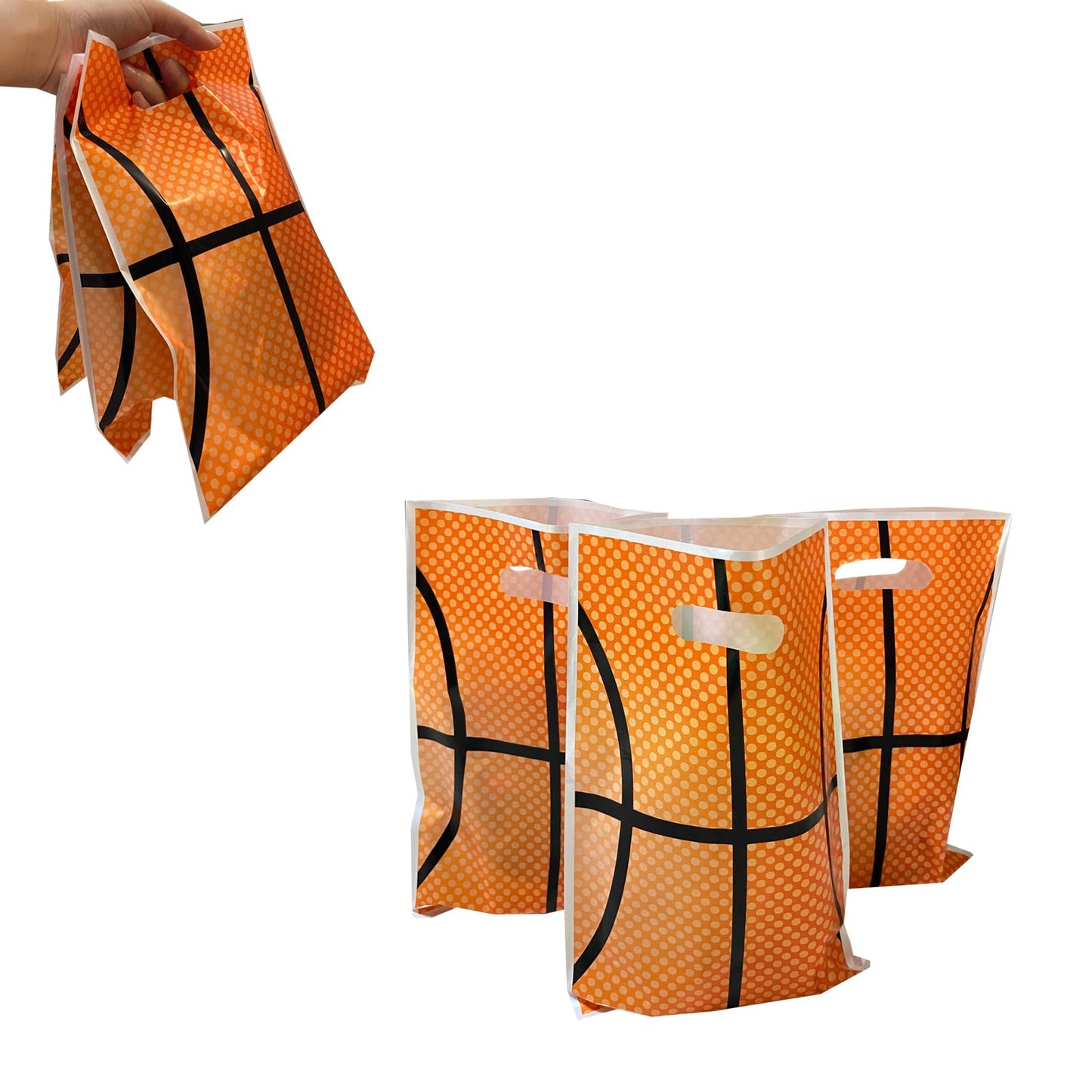 LYK 30PCS Basketball Gift Bags, Basketball Theme, Orange, 9.8x6.3 inches, Birthday Party