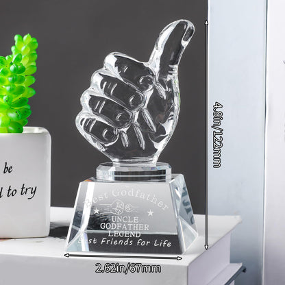LONGWIN Godfather Gift Crystal Awards with Thumbs Up, Godfather Fathers Day, Birthday, Christmas, Thanks Giving Day Gifts from Godchild