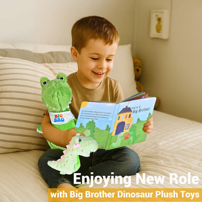 Big Brother Gift for Boy for Older Siblings of New Baby Includes Plush Dinosaur with Storybook, Ideal Birthday & Special Occasion Gift for Boys (Big Brother/Little Sister)
