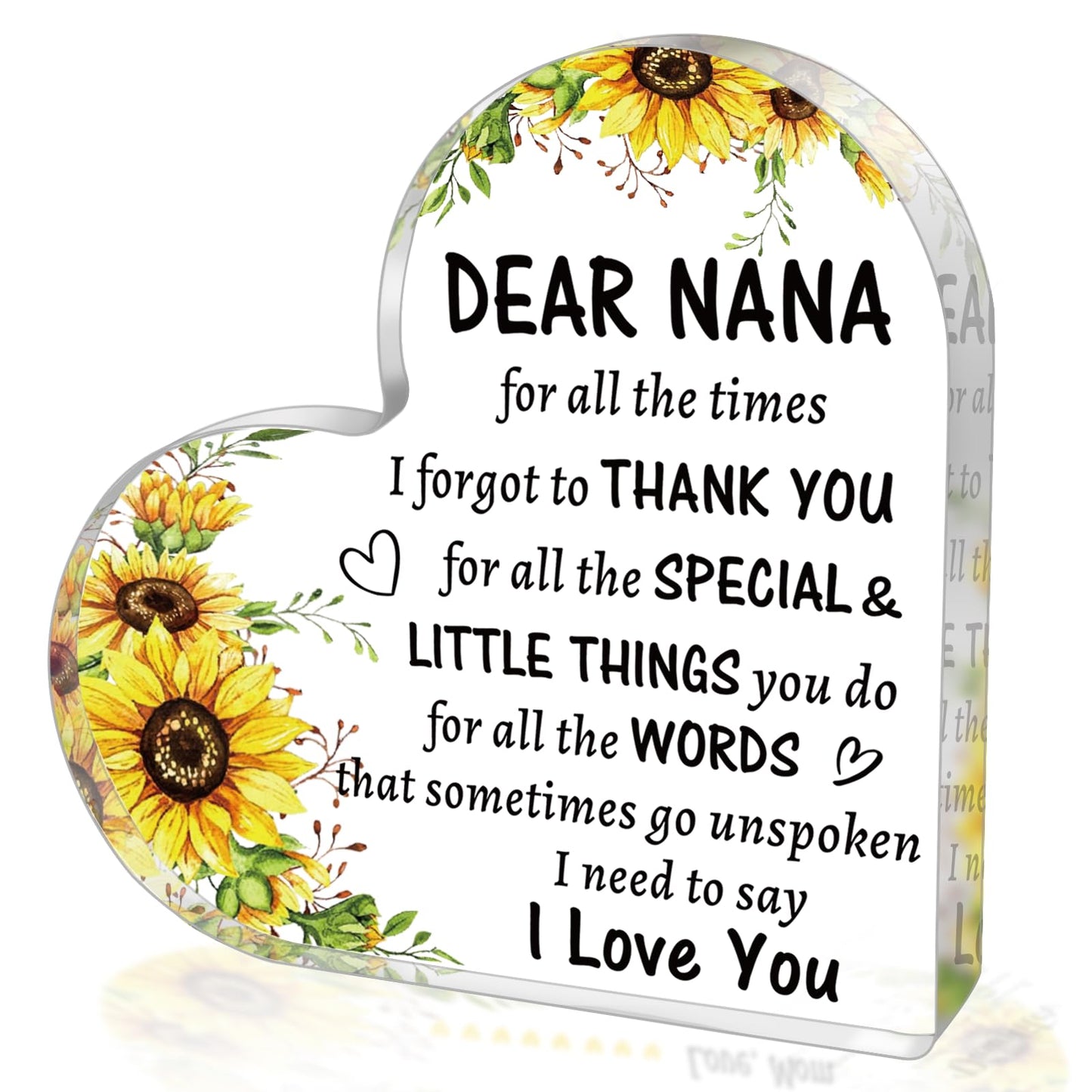 Best Nana Gifts from Grandkids, to My Nana Acrylic Heart Sign Paperweight Presents, Birthday Christmas Mothers Day Valentines Day Gifts for Nana Grandma Grandmother