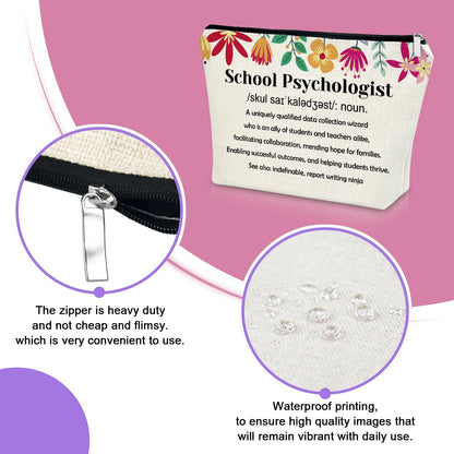 School Psychologist Gift for Women Makeup Bag Psychology Gifts for Daughter Sister Best Friend Thank You Gifts for Psychiatrist Student Cosmetic Bag Mental Health Gift for Her Travel Pouch