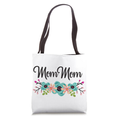 MomMom Gifts From Grandkids Floral Personalized Name Gift Tote Bag