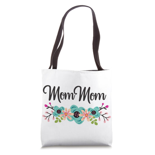 MomMom Gifts From Grandkids Floral Personalized Name Gift Tote Bag