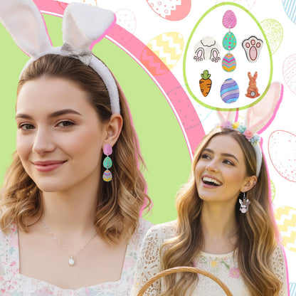 Nosiny 36 Pairs Easter Earrings for Women Bulk Colorful Easter Bunny Dangle Earrings Cute Spring Rabbit Carrot Egg Shaped Jewelry Holiday Gift