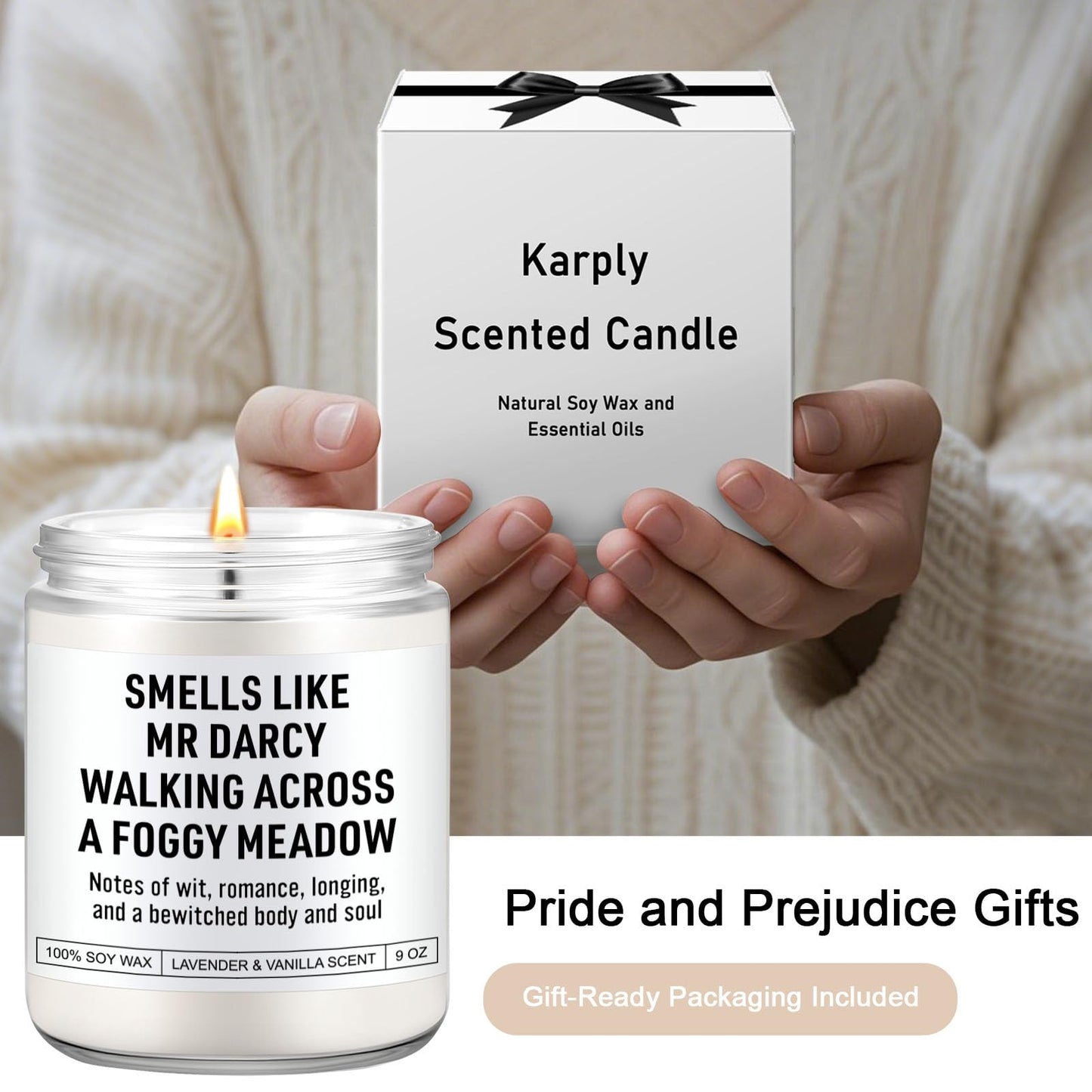 Mr Darcy Reading Candle, Pride and Prejudice Gifts, Bookish Merch & Decor, Jane Austen Gifts, Funny Mothers Day, Birthday, Literary Presents for Classic Literature Book Lovers, Readers