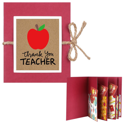 Skyygemm Teacher Gift Card Book Sleeves 5 Card Slots Teacher Appreciation Week Gift Cardholder 4.25 x 3.54 Inch Thank You Money Booklet for Appreciation Holiday Ornament