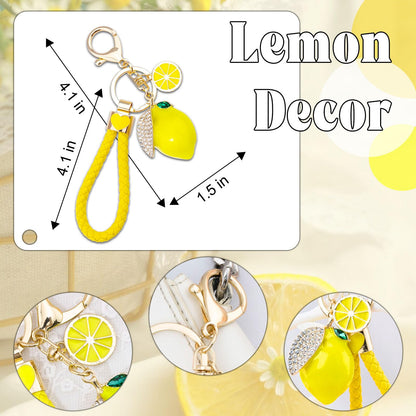 Lemon Bag Charm Gifts for Women Lemon Keychain Fruit Keychain Yellow Crystal Rhinestone Key Chain Fruit Keyring for Purse Bag Backpack Car Jewelry Gift for Girls Friends Family Accessories