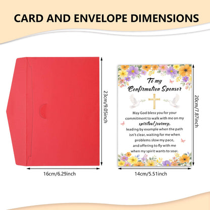 Confirmation Sponsor Card, Confirmation Sponsor Gifts for Women Men, Catholic Confirmation Cards for Godmother Godfather Appreciation Gift Christian Religious Sponsor Thank You Card for Godparent
