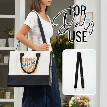 InnoBeta Massage Therapist Gifts for Women, Canvas Tote Bag with Top Zipper Closure and Shoulder Strap, Thank You Gifts for Massage Therapist