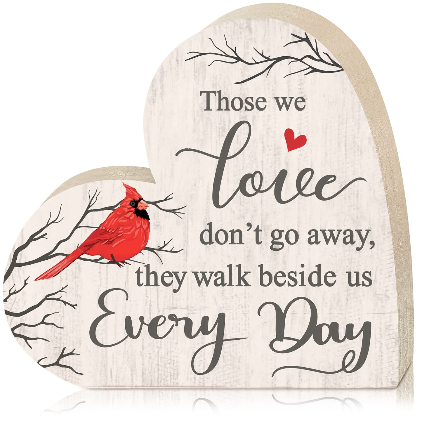 Jetec Sympathy Gift Memorial Wooden Heart for Loss of Loved One Remembrance Bereavement Decor Condolence Sign for Grief Father Mother Son Brother, 6. 3 x 6 x 0. 7 Inches(Cardinal Style)