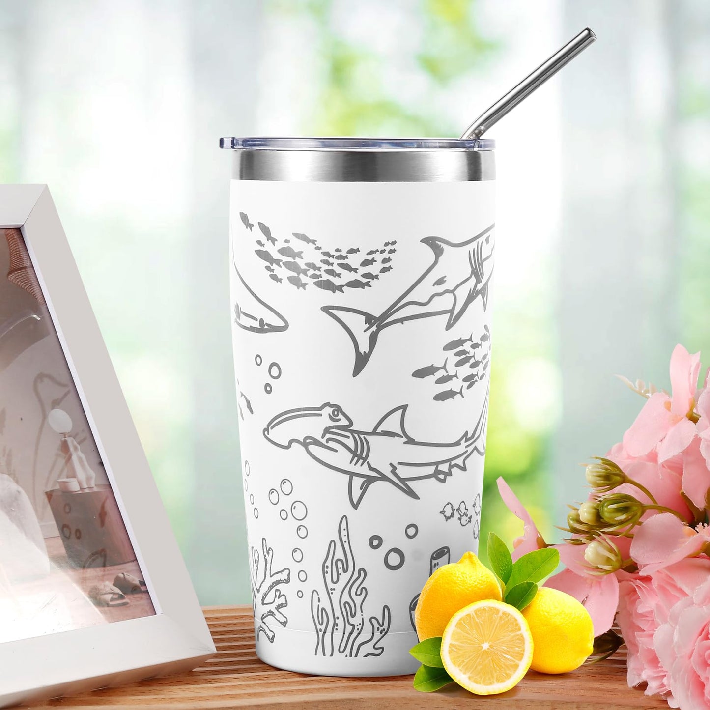 Bayelove Shark Gifts for Women Best Shark Lovers Week Gift for Women Funny Sharks Stuff Include Makeup Bag Socks Notepad Tumbler Mug Keychain Brecelet Gift Card for Birthday Christmas Mothers Day