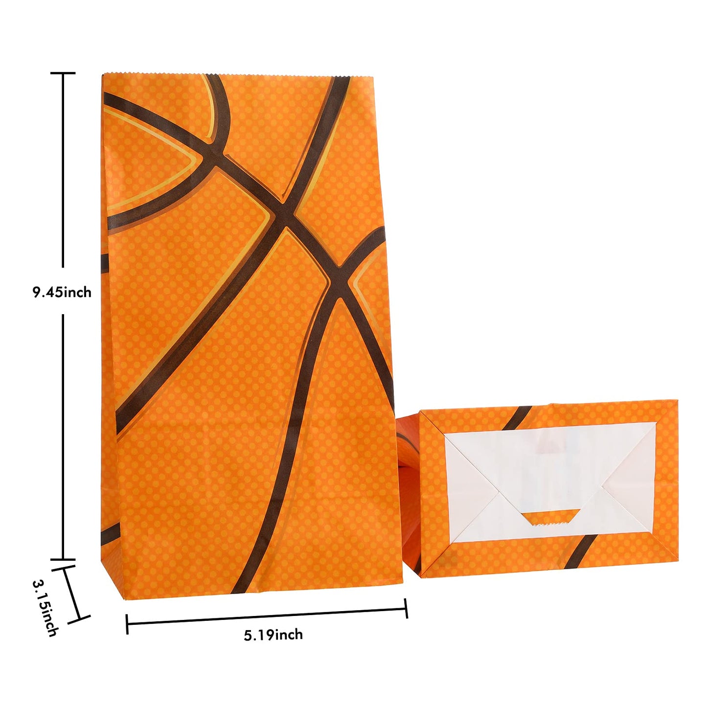 Outus 30 Pcs Basketball Gift Bags Basketball Goodie Bags Bulk Treat Snacks Candy Biscuits Toys Gift Kraft Supplies for Team Teen Adult Sport Ball Theme Birthday Present Party(Orange)