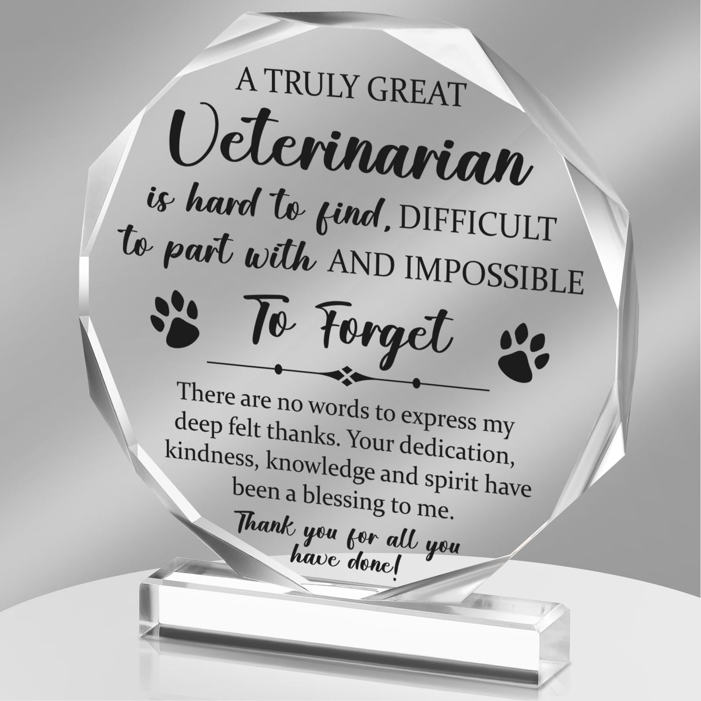 Panelee Thank You Gifts for Women Men Acrylic Appreciation Inspirational Gift Office Coworker Farewell Acrylic Sign Table Decor for Home(Veterinarian)