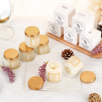 MTLEE 6 Pcs Eid al-Adha Scented Candles Gift Set, Bismillah Islamic Soy Wax 3.5 oz Natural Aromatherapy Jar Candles for Eid Mubarak, Muslim Ramadan Home Decor, Gifts for Muslim Friends Family (White)
