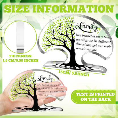 Jetec Family Reunion Gifts Tree Shaped Acrylic Keepsake Plaque Inspirational Desk Signs Heartwarming Family Members Gifts for Home Office Desk Shelf Table Decor