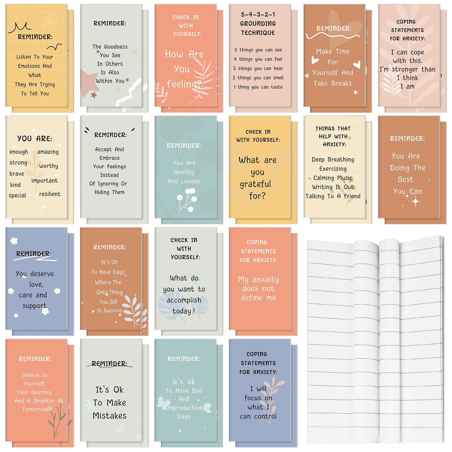 40 Pcs Mental Health Awareness Items Positive Affirmation Journal Bulk Notebook Self Care Notepads Mothers Day Gifts Bulk for Women Gratitude Inspirational Mental Health Items for Employee Coworker