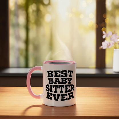 Best Babysitter Ever Babysitting Sitter Job Profession Ceramic Mug, Pink/White