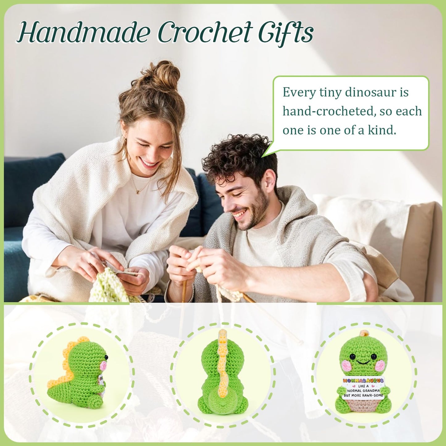 AceThrills Nonna Gifts, Nonna Birthday Gifts - Handmade Crochet Funny Cute Dinosaur Nonnasaurus, Gift for Nonna from Grandchildren on Mother's Day Birthday Christmas