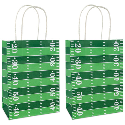 Hxezoc 12 Pieces Football Gift Bags with Handle, Football Field Paper Treat Candy Bag Sport Favor Bags for Football Theme Birthday Party Decoration Supplies