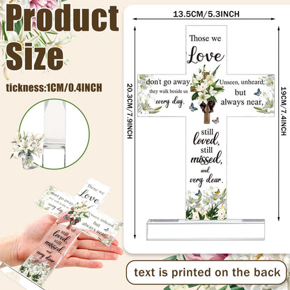 Jetec Sympathy Bereavement Gift for Loss of Loved One Acrylic Cross Floral Red Cardinal Memorial Gift Remember Me Grieving Keepsake for Mom Dad Grandma Friend Sisters Brothers(Cross)