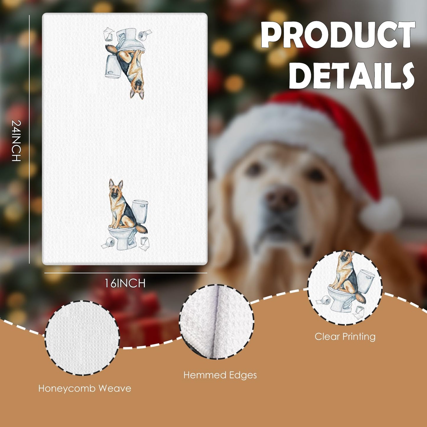 Funny German Shepherd Bathroom Hand Towels Set of 3, German Shepherd Decor Hand Towels for Bathroom, German Shepherd Gifts for Women Men, Gifts for German Shepherd Lovers Owners, 16x24 Inch