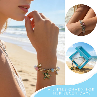 Beach Gifts For Women Thank You Gift Basket With Beach Bracelets Teacher Appreciation Gifts Set, Self Care Gifts For Womens Blue