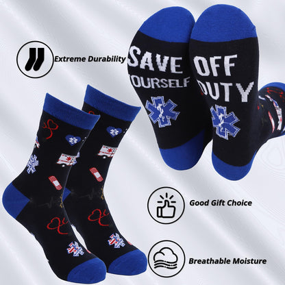 EMT Gifts for Women - 3Pcs Paramedic Gifts Sets, Emergency Medical Technician Makeup Bag Keychain Socks, Christmas EMS Week Appreciation Graduation Retirement Birthday Present for EMT Nurse