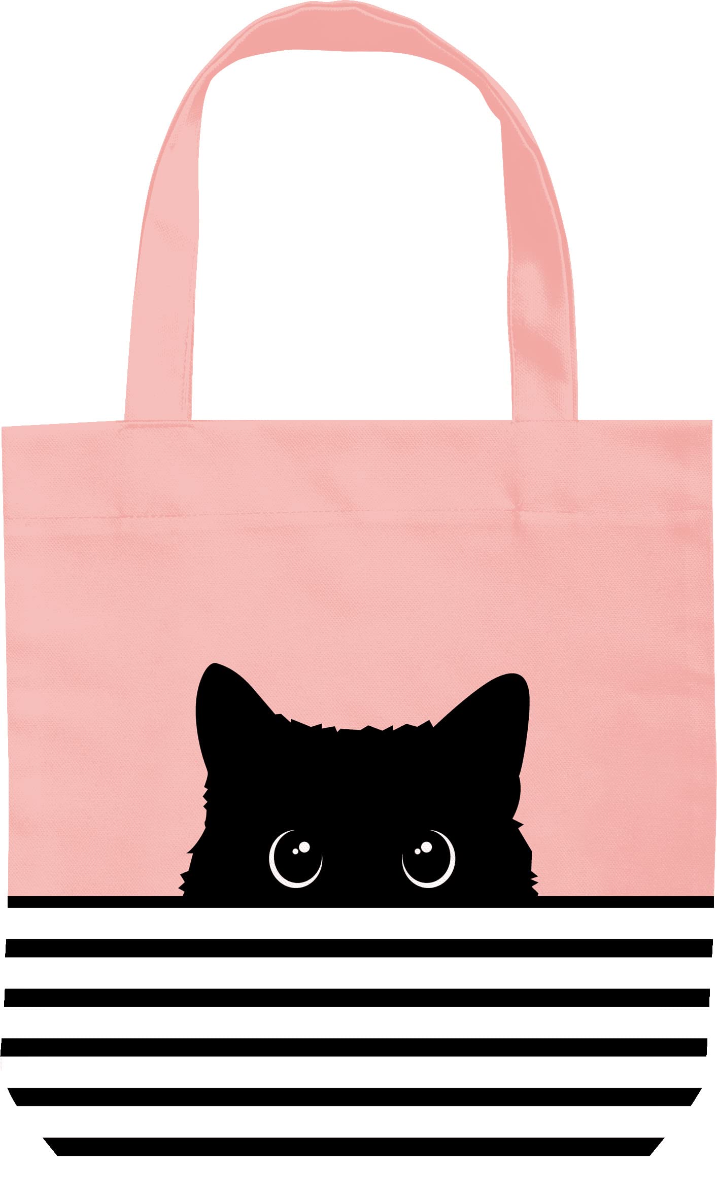 Cat Lover's Tote Bag - Large Pink Tote with Black Cat Design - Reusable Shopping Bag for Women - Hello Kitty Gift