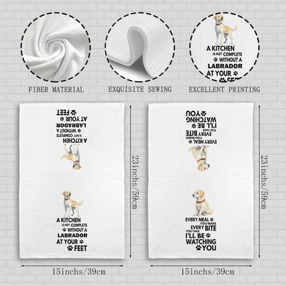 Labrador Retriever Kitchen Towels, 16x24 Inch, Modern, Polyester, Yellow Lab Gifts, Labrador Retriever Dog Hand Dish Tea Towels for Kitchen